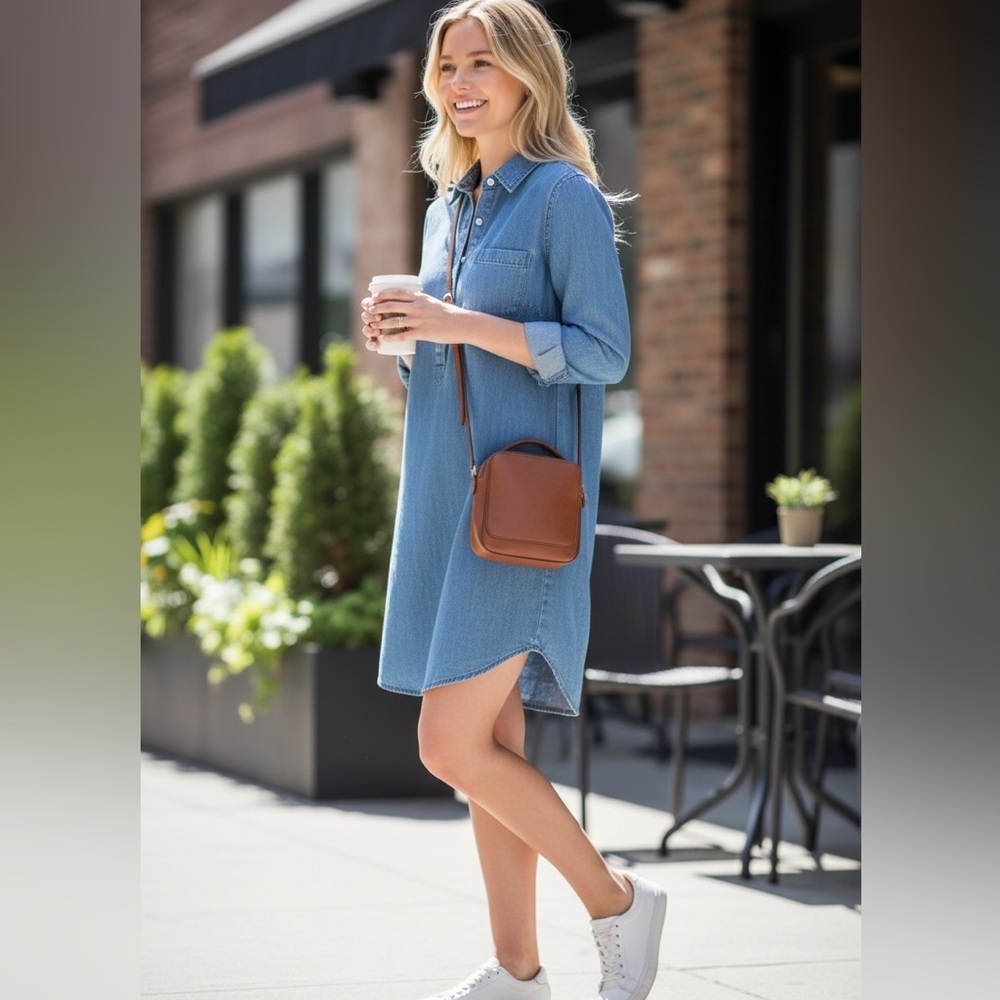 J. Crew Denim Long Sleeve Shirt Dress Size 2